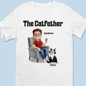 Le Père des Chats - T-shirt unisexe personnalisé avec chat, t-shirt premium, sweat à capuche - Fête des Pères, cadeau pour papa, propriétaires d'animaux, amoureux des animaux