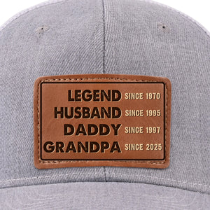 L'homme, le mythe, l'icône générationnelle - Chapeau personnalisé en cuir avec patch - Fête des pères, cadeau pour papa, grand-père