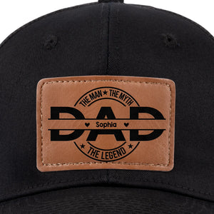 Père d'abord, toujours héros - Chapeau personnalisé en cuir avec patch - Fête des pères, cadeau pour papa, grand-père