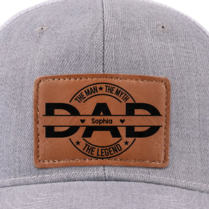 Père d'abord, toujours héros - Chapeau personnalisé en cuir avec patch - Fête des pères, cadeau pour papa, grand-père