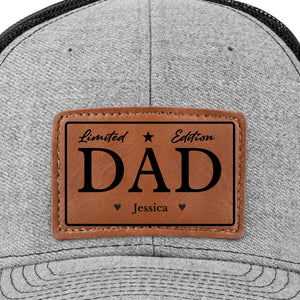 My Incomparable Dad - Family Personalized Custom Leather Patch Hat - Gift For Dad, Grandpa