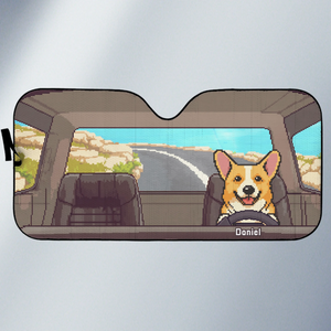 Attachez vos ceintures, il est temps d'aboyer ! Pare-soleil personnalisé pour pare-brise de voiture, protection pour vitres de voiture, cadeau pour propriétaires et amoureux des animaux.
