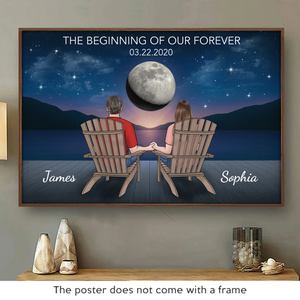 Affiche horizontale personnalisée - Cadeaux d'anniversaire de mariage personnalisés pour mari et femme, lui et elle - Le début de notre éternité