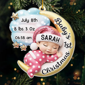 Décoration acrylique personnalisée - Cadeaux de naissance personnalisés, cadeaux de révélation du sexe pour les nouvelles mamans, les nouveaux papas et les nouveaux parents - Chérissez votre tout premier Noël