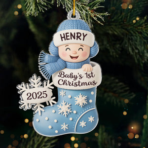 Décoration acrylique personnalisée - Cadeau de naissance personnalisé pour Noël, révélation du sexe du bébé pour les nouvelles mamans, les nouveaux papas et les nouveaux parents - Petit paquet, grande étincelle des fêtes