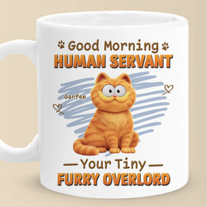 Mug personnalisé - Cadeaux d'anniversaire personnalisés pour les amoureux des chats, maman et papa chats - Bonjour serviteur humain