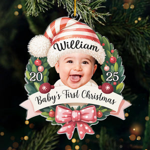 Décoration photo personnalisée en acrylique – Cadeaux de naissance personnalisés pour les jeunes mamans, les jeunes papas et les jeunes parents – L'assistant le plus mignon du Père Noël