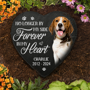 Photo personnalisée « Toujours dans mes pensées » - Pierre commémorative personnalisée en forme de cœur - Cadeau de condoléances pour les propriétaires et les amoureux des animaux