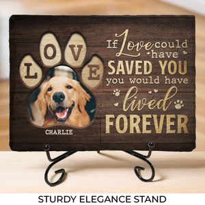 Photo personnalisée que vous avez laissée sur nos cœurs - Pierre commémorative rectangulaire personnalisée avec support - Cadeau de condoléances pour les propriétaires d'animaux et les amoureux des animaux