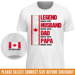 T-shirt unisexe personnalisé avec motif sur la manche - Cadeaux d'anniversaire personnalisés pour papa et grand-père - Un homme, plusieurs rôles