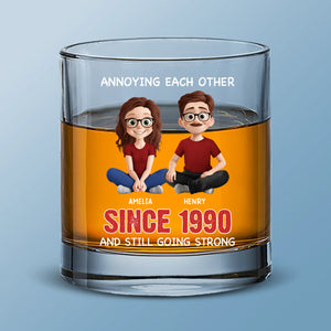 Verre à whisky personnalisé - Cadeaux d'anniversaire de mariage personnalisés pour mari et femme, lui et elle - Je t'aime, même quand tu ronfles