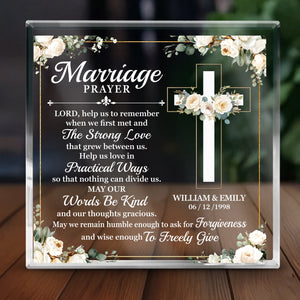 Custom Square Shaped Acrylic Plaque - Personalized Anniversary Wedding Gifts For Husband And Wife, Him And Her, All Believers, Jesus Lovers - Rooted In Love