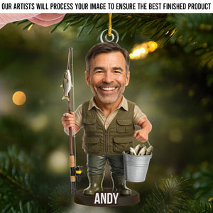 Custom Photo Acrylic Ornament - Personalized Christmas Birthday Fishing Gifts For Fisherman - Master Angler