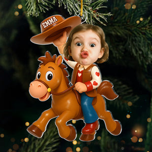 Custom Photo Acrylic Ornament - Personalized Christmas Birthday Gifts For Kids - Little Cowboy Adventure Time