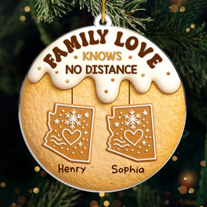 Custom Long Distance Acrylic Ornament - Personalized Christmas Birthday Gifts For Mom, Dad, Kids - Love Connects Every Mile