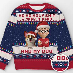 Custom Unisex Ugly Sweatshirt - Personalized Christmas Birthday Gifts For Dog Lovers, Dog Dad And Mom - Santa’s Drinking Buddy