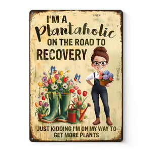 Plus de plantes, moins de stress ! Plaque en métal personnalisée pour la décoration intérieure de votre famille. Cadeau idéal pour vous-même, vos amis, vos frères et sœurs, votre famille et les amateurs de jardinage.
