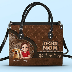 Sac à main en cuir personnalisé « Juste une fille et son chiot » – Cadeau pour la fête des mères, pour les propriétaires d'animaux et les amoureux des animaux