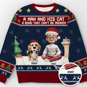 Custom Unisex Ugly Sweatshirt - Personalized Christmas Birthday Gifts For Dog Cat Lovers, Dog Dad And Mom, Cat Owners - Santa Paws Approved