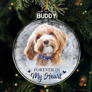 Custom Photo Acrylic Ornament - Personalized Pet Christmas Memorial Sympathy Gifts For Dogs, Cats - Always By My Side In Spirit