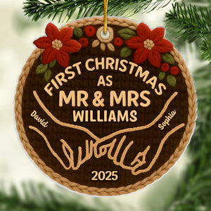 Custom Crochet Acrylic Ornament - Personalized Anniversary Christmas Wedding Gifts For Husband And Wife, Him And Her - From I Do To Merry