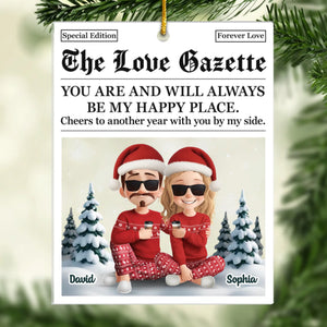 Custom Acrylic Ornament - Personalized Anniversary Christmas Wedding Gifts For Husband And Wife, Him And Her - Love In Bold Letters