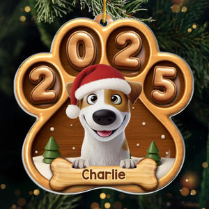 Custom Paw Acrylic Ornament - Personalized Christmas Birthday Gifts For Dog Lovers, Dog Dad And Mom - Puppy Kisses Under The Tree