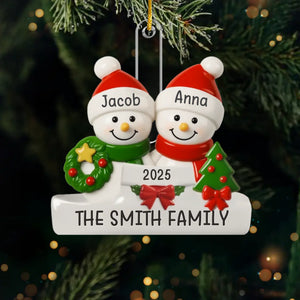 Custom Snowman Family Acrylic Ornament - Personalized Christmas Birthday Gifts For Mom, Dad, Brother, Sister, Kids - Winter Fun Begins Here
