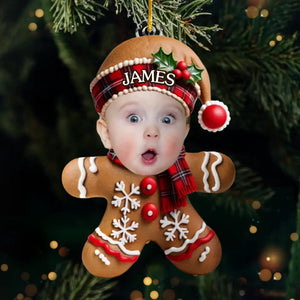 Custom Photo Acrylic Ornament - Personalized Christmas Baby Shower, Gender Reveal Gifts For New Moms, New Dads, New Parents - Tiny Joy Wrapped In Christmas Magic