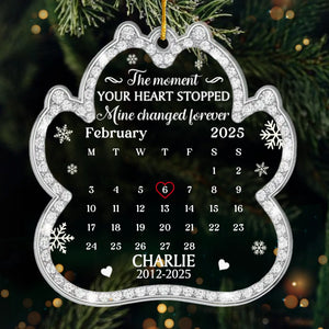 Custom Acrylic Ornament - Personalized Pet Christmas Memorial Sympathy Gifts For Dogs, Cats - Love Leaves Gentle Pawprints