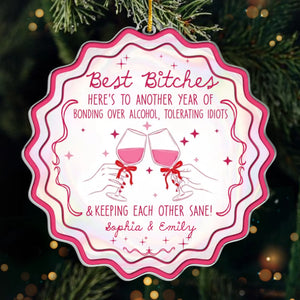 Custom Acrylic Ornament - Personalized Best Friend Christmas Birthday Gifts For Women, Besties, Sisters, BFF - Wrapped In Friendship And Cheer