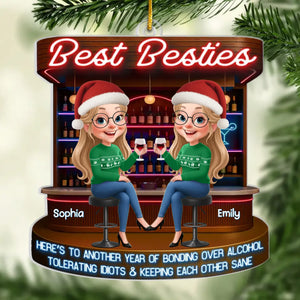 Custom Acrylic Ornament - Personalized Best Friend Christmas Birthday Gifts For Women, Besties, Sisters, BFF - Snowflakes Sparkle When We Are Together