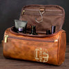 Custom Engraved Leather Toiletry Bag - Personalized Christmas Birthday American Football Gifts For Football Lovers, Sports Fans, Sports Lovers - Keep Your Gear Game Strong