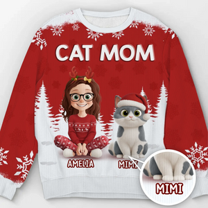 Custom Unisex Ugly Sweatshirt - Personalized Christmas Birthday Gifts For Cat Lovers, Cat Mom And Dad - Meow And Merry On