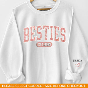 Les vrais amis ne se séparent jamais - Sweat-shirt unisexe personnalisé avec motif sur la manche - Cadeau pour meilleures amies, meilleures amies, sœurs
