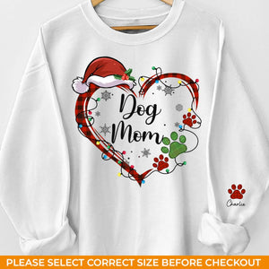 Mistletoe Kisses And Paw Prints In The Snow - Dog & Cat Personalized Custom Unisex Sweatshirt With Design On Sleeve - Christmas Gift For Pet Owners, Pet Lovers
