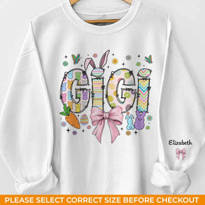 Grand-mère, le cœur de notre famille - Sweat-shirt unisexe personnalisé avec motif sur la manche - Cadeau pour maman et grand-mère