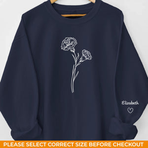 Blooming Bonds - Family Personalized Custom Unisex Sweatshirt, Hoodie With Design On Sleeve - Mother's Day, Gift For Mom, Grandma