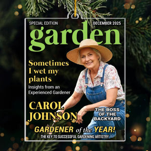 Custom Photo Magazine Acrylic Ornament - Personalized Christmas Birthday Garden Gifts For Gardeners - Official Plant Whisperer