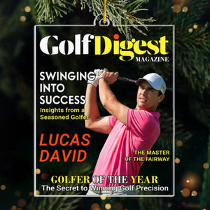 Custom Photo Magazine Acrylic Ornament - Personalized Christmas Birthday Golf Gifts For Men, Women - Master Of The Swing Arc