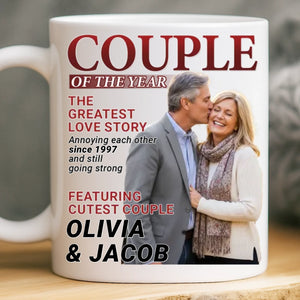 Custom Photo Magazine Mug - Personalized Anniversary Wedding Gifts For Husband And Wife, Him And Her - Love Grows Louder With You