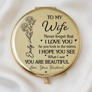 Custom Compact Mirror - Personalized Anniversary Wedding Gifts For Husband And Wife, Him And Her - Built On Love Daily