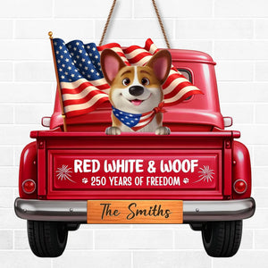 Custom America 250th Anniversary Wood Sign - Personalized Birthday Gifts For Dog Lovers, Dog Dad And Mom - Freedom Lives Here