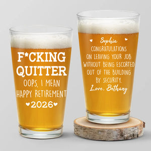 Maintenant, vous ne pouvez rien faire de toute la journée - Verre à bière personnalisé pour collègue - Appréciation, cadeau de retraite pour collègues, amis de travail, collègues