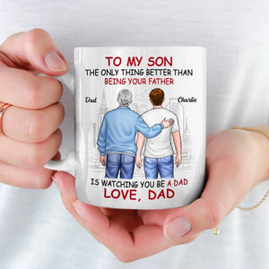 Tasse personnalisée « Fier de toi » – Cadeau pour la fête des pères et pour son fils