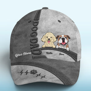 Le bonheur est un chiot gris chaleureux – Bonnet personnalisé pour chien, casquette classique à imprimé intégral – Nouveauté, cadeau pour propriétaires et amoureux des animaux