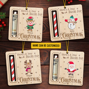 Voici quelques dollars pour Noël - Ornement personnalisé pour la famille, porte-monnaie - Forme personnalisée en bois - Cadeau de Noël pour les membres de la famille