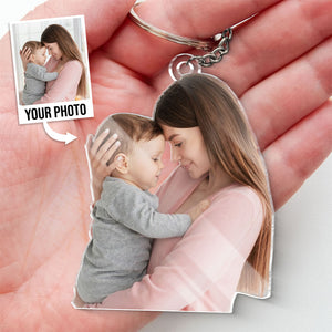 Porte-clés personnalisé en acrylique avec photo « Bienvenue dans la famille » - Cadeau pour les membres de la famille