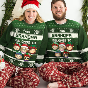 Cette grand-mère appartient à ces enfants - Sweat-shirt moche personnalisé pour la famille - Pull en laine unisexe - Cadeau de Noël pour grand-mère, grand-père