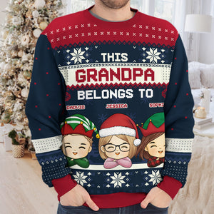 Cette grand-mère appartient à ces enfants - Sweat-shirt moche personnalisé pour la famille - Pull en laine unisexe - Cadeau de Noël pour grand-mère, grand-père